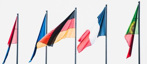 international flags on a white background