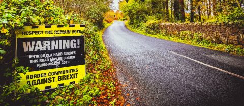 Brexit hard border warning sign